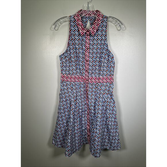 MAEVE Anthropologie Buckley Dress 6 Geometric Button Front Preppy‎ 70s - Picture 1 of 11